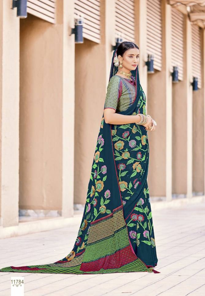KAVIRAA New Exclusive Fancy Wear Georgette Printed Designer Saree Collection